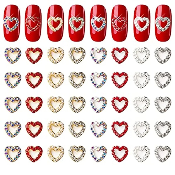 5 STK Hallow Heart Nail Art Charms Legering Nail Decoration Diamond D