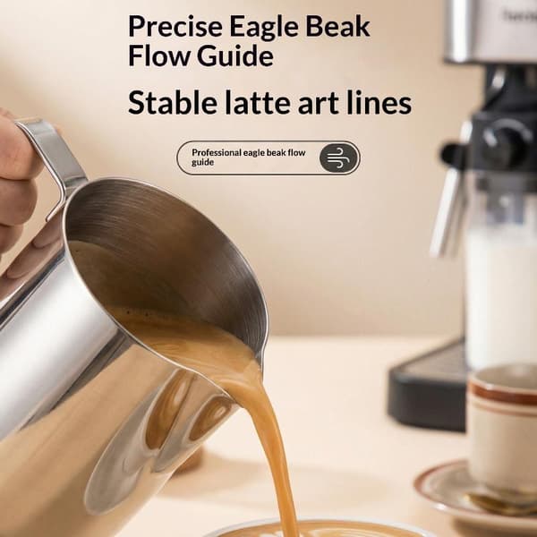 350ml/600ml mælkeskummerkande i rustfrit stål Espresso Pull Flow 600ML