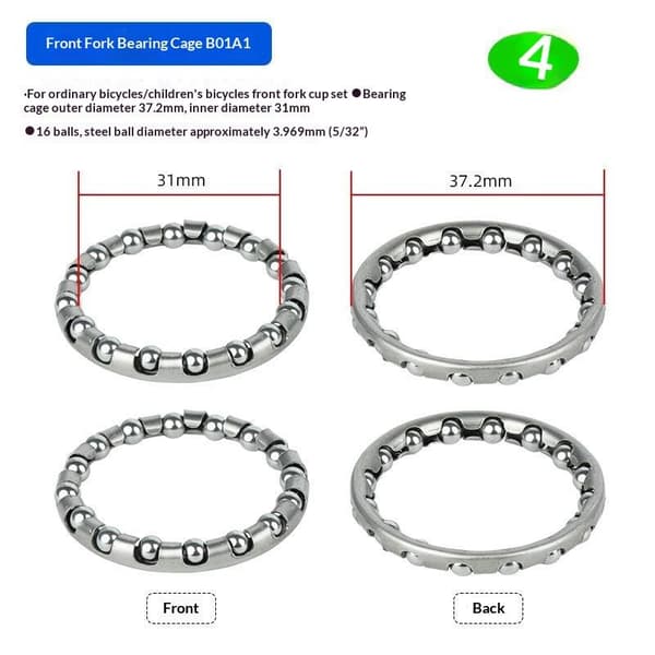 4 stk. sykkelkulekranklager i rustfritt stål BG01B4 4pcs
