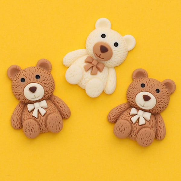 10 st Cartoon Resin Mini Bear Berlocker för DIY smycken gör Acc White