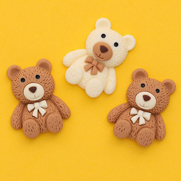 10 stk Cartoon Resin Mini Bear Charms For DIY smykker Making Acc White