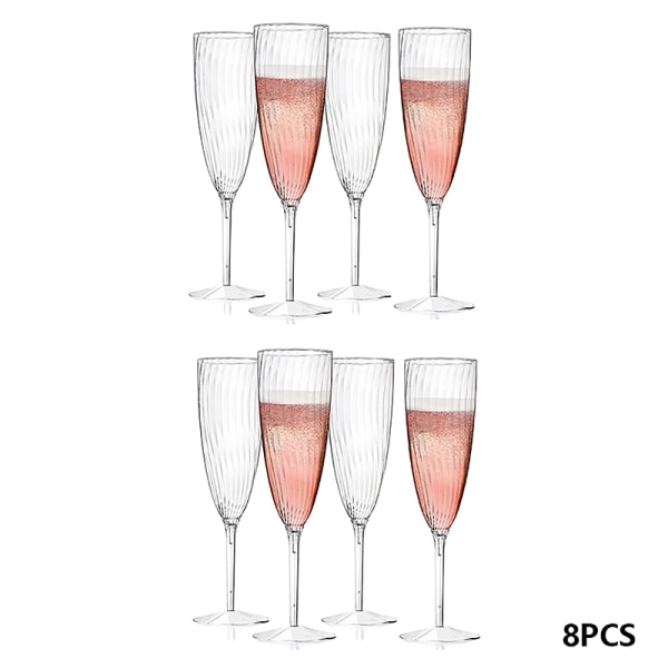 1/8PCS Plast Champagne Glas Flutes Disponibel Bröllopsfest 8PCS