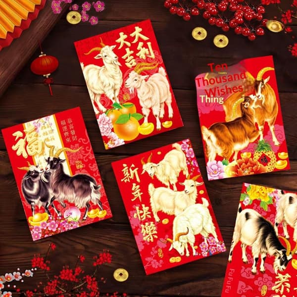 6 st 2027 Fårår Rött Kuvert Nyår Vårfest Lycka A9