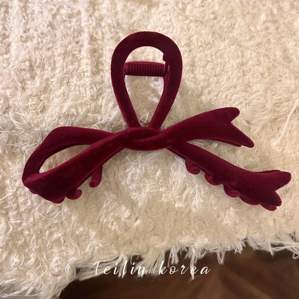 Red Velvet Bow Hiusklipsit Syksy Talvi Naisten Hiuskynsi Clip Fr Wine red