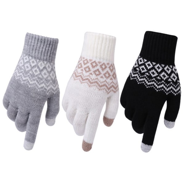Talvi lämpimät neulotut käsineet Talvi Full Finger Gloves Touch Glo Gray