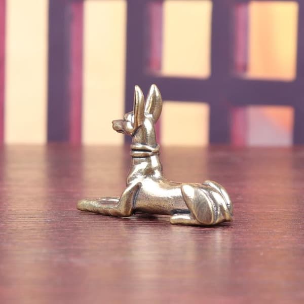 Messing egyptisk faraohundstatuefigurer Retro håndlaget Co 1pc