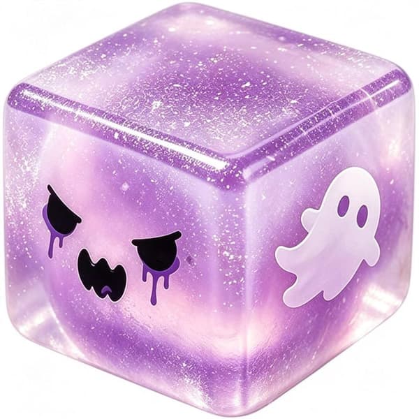 Halloween-kuutio, läpinäkyvä glitter-maltoosilelu A4