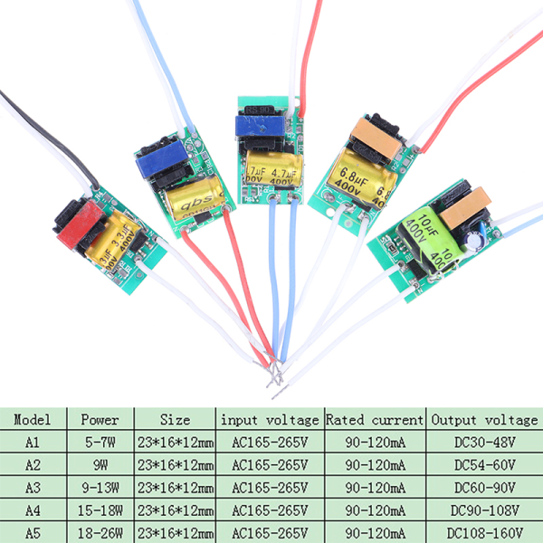 LED ikke-isolert driver strømforsyning AC175-265V belysning Transf 1(5-7W)