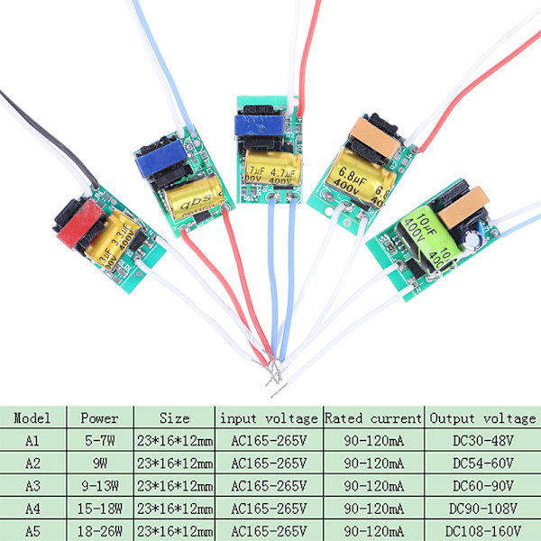 LED ikke-isolert driver strømforsyning AC175-265V belysning Transf 5(18-26W)