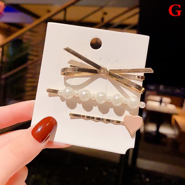 3/4/5 stk Rhinestone Hårklemmer Big Pearl Hårnåler Barrette Cli G