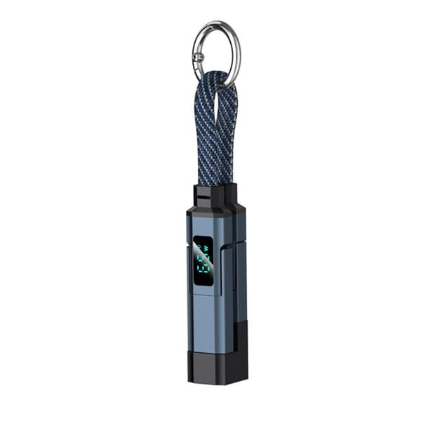 Digital Display Supersnabb Laddning 4-i-1 Nyckelring Datakabel Blue