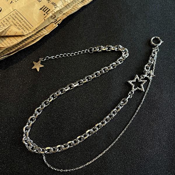 Shiny Star Layered Tassel Choker Halskæde Y2k smykker til kvinder