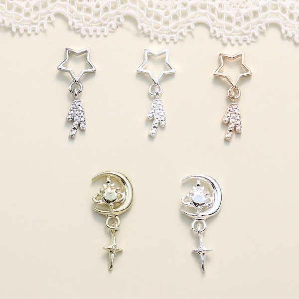 5 st Nail Diamond Nail Art Decor Star Moon Nail Drills Patch Na A4