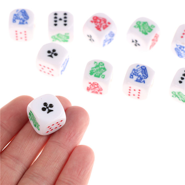 10 stk sekssidede pokerterninger 0 0