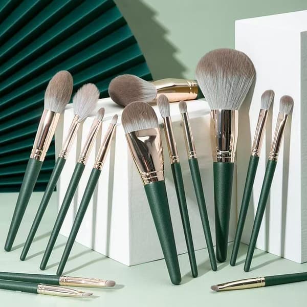 14 stk. makeupbørster, bløde, luftige makeupredskaber, kosmetisk pudder E A3
