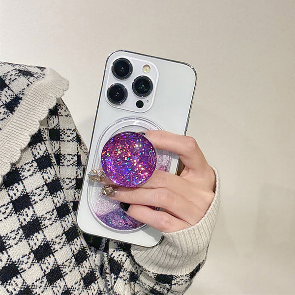 Luksus Glitter Ball Flytende Quicksand Magnetic Phone Grip Holder A2