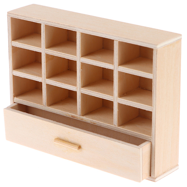 1:12 Dukkehus Miniatyr bokhylle Oppbevaring Hylle Skuffeskap