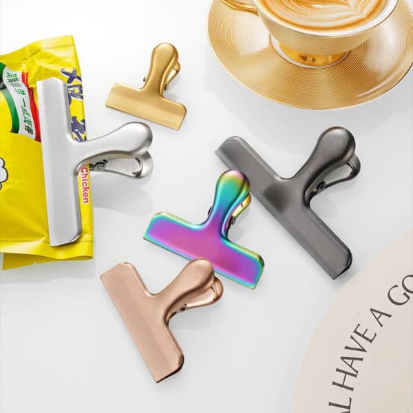 2 stk. bagklips i rustfritt stål for papirklemmer lufttett Silver S 2pcs
