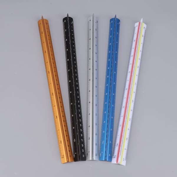 30 cm triangulär skalstock 1:20-1:500 metrisk arkitekt ingenjör 07 aluminum alloy