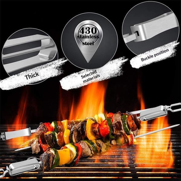 1 STK Kabob Spyd til Grillning Flade BBQ Spyd i Rustfrit Stål A2