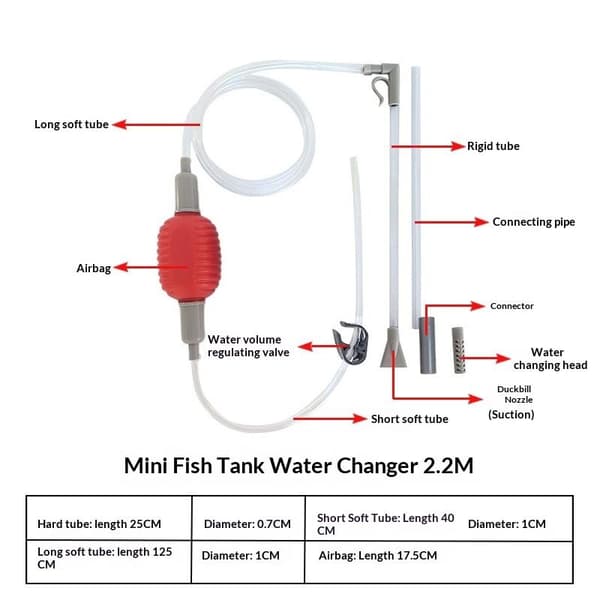 Akvarium Dammsugare Sifonpump Grusfilter & Flödeskontroll A16