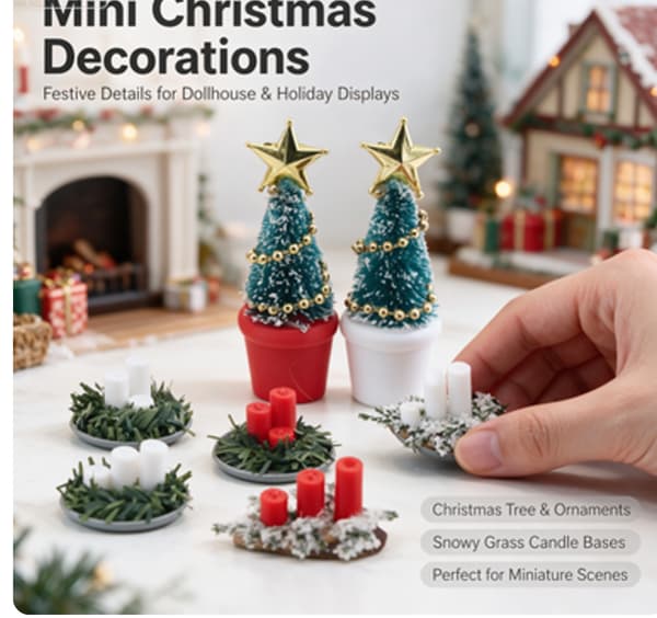 1:12 Miniatyr Dockhus Julscen Tillbehör Ljus/Trä A7