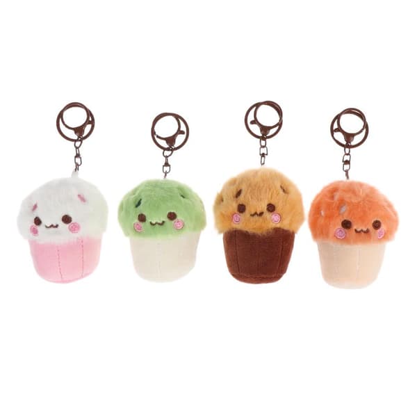 Kawaii Tekop Svampe Plys Nøgleringe Blød Mini Cupcake Nøglering A1