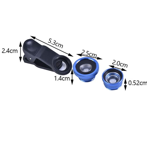 3I1 mobiltelefon Fish Eye+vidvinkel+makrokameralinse