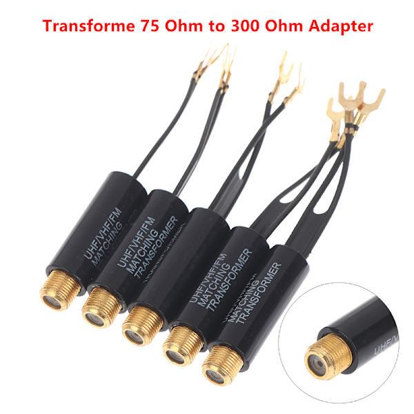 2/5/10 stk 75 Ohm til 300 Ohm adapter UHF VHF FM antennetransformator 10pcs