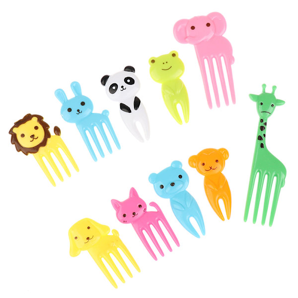 10 stk Mini Dyrefarm Barn Kids Fruktgaffel Tegneserie Snack Kake Dessert 1