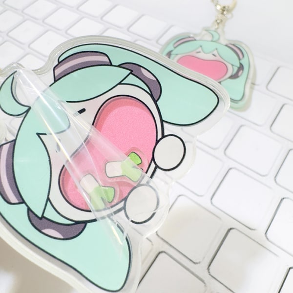 Dynamisk rystbar Hatsune Miku nøglering Spise grønt løg nøgler
