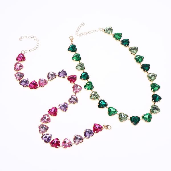 Färgglatt strasshalsband med kristallberlocker för kvinnor E