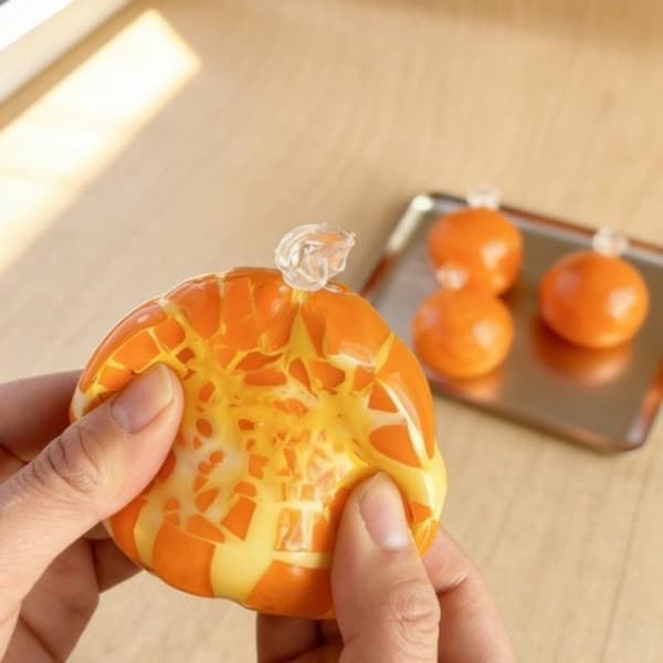 Simulering Krispig Apelsin Squishy Långsam Återhämtning Dekompression För Orange