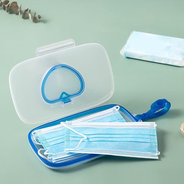 Bærbar hjerteformet opbevaringsboks til vådservietter og masker med trykknap A4