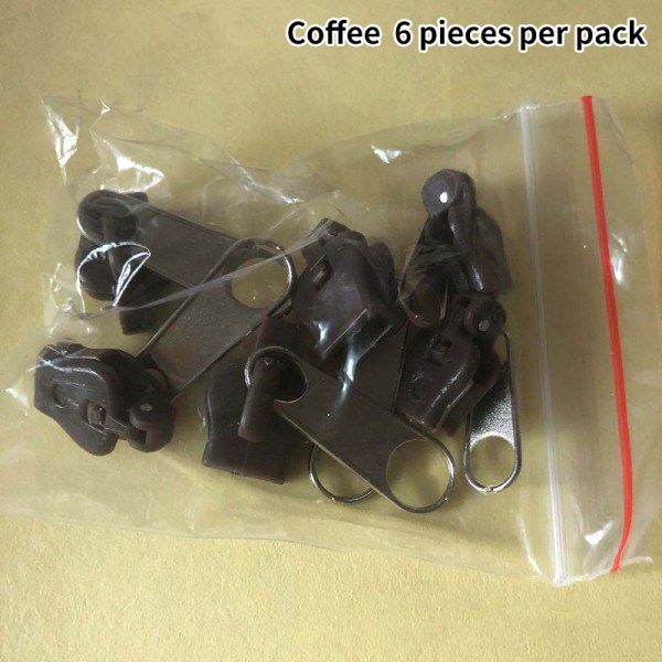 6 kpl/pakkaus Universal korjausvetoketjun vaihtosuoja, hammastettu Coffee 6PCS
