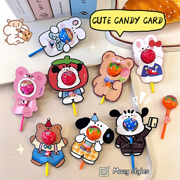 10 kpl Lovely sarjakuvaeläimet Lollipop pakettikortit Kukat Ca 8
