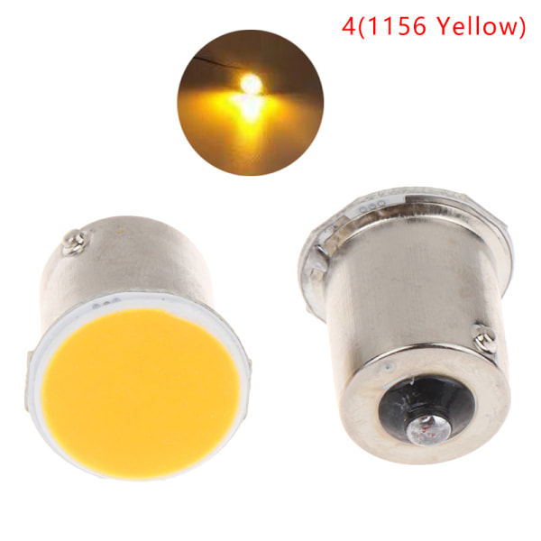 2 stk 12V DC Super Bright 1156/1157 COB Blinklyslampe 4(1156 Yellow)