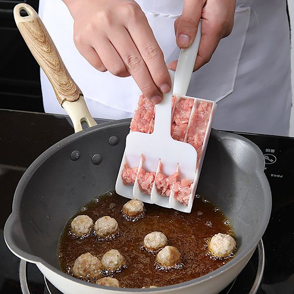 1 st köttbulleform i plast, set med stekta köttbullar