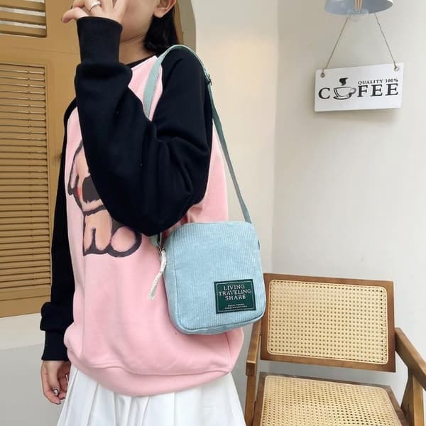 Fløjls Mini Crossbody Taske Med Justerbar Rem Multi Farve O A9