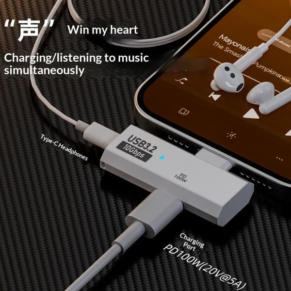 2-i-1 Typ C OTG-adapter USB C hane till USB-C hona USB 3.2 Sp Gray