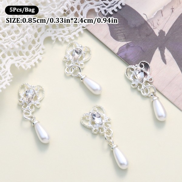 5 st Nail Diamond Nail Art Decor Pearl Pendant Diamond Nail Dri A2