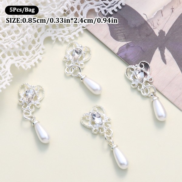 5 st Nail Diamond Nail Art Decor Pearl Pendant Diamond Nail Dri A6