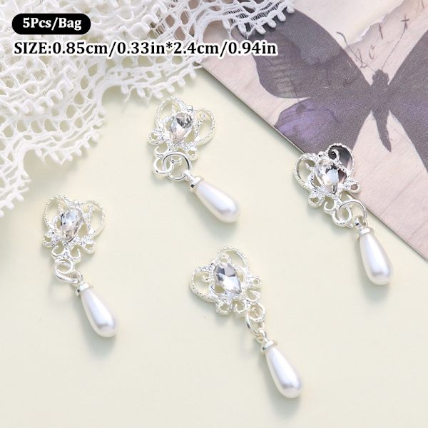 5 st Nail Diamond Nail Art Decor Pearl Pendant Diamond Nail Dri A6