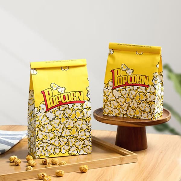 50 stk. Popcornbeholder Papirpose Kraftpapirposer med jernwi S