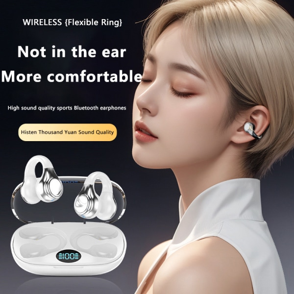 Hanging Ear Trådløs Bluetooth 5.3 høretelefoner Hovedtelefoner Stereo Black