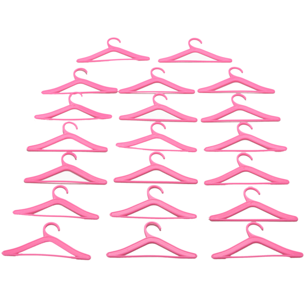 20 kpl vaaleanpunaisia ripustimia Barbies-nukkevaatetarvikkeille