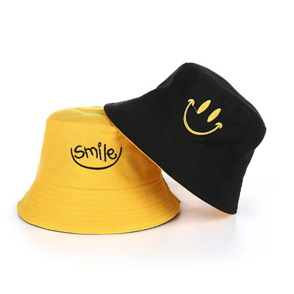 Unisex Bucket Hat Broderi Kvinder Bomuld Dobbeltsidet Hat Beac yellow black