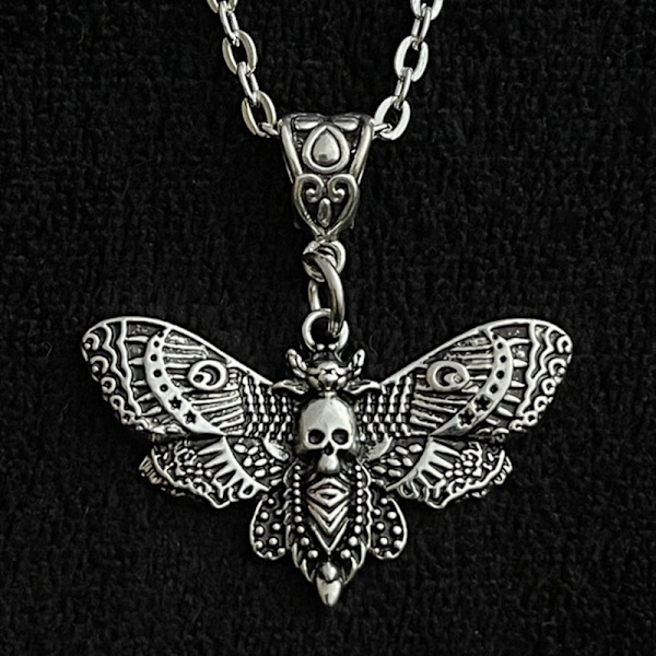 Death Moth Halskjede Anheng 18inch Chain Sugar Skull Gothic Men