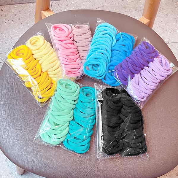 50 kpl Tyttöjen elastiset hiustarvikkeet lapsille, musta valkoinen kumi Multicolor