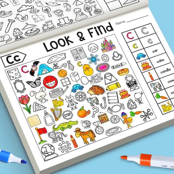 1 set Look & Find visuell pusselbok för barn med färg och form A2